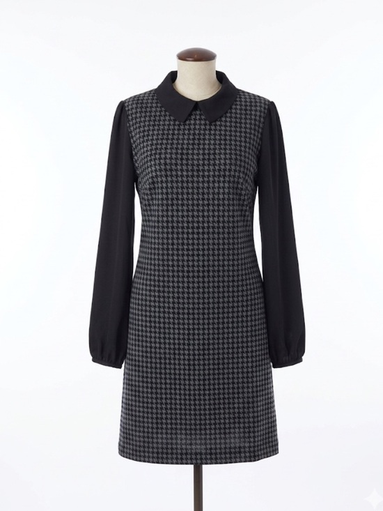Tommy Hilfiger Dresses & Skirts - Tommy Hilfiger Black and Gray Houndstooth Long-Sleeve Dress sz 10